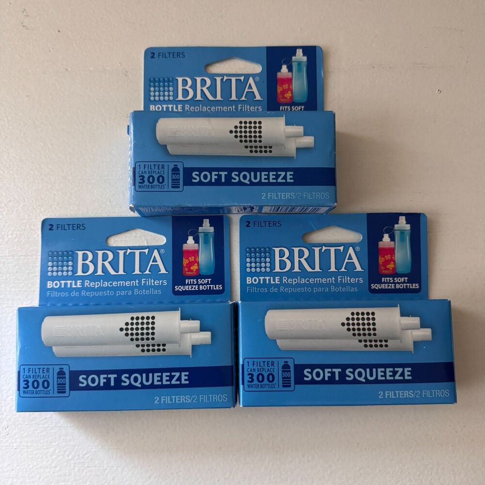 Brita Soft Squeeze Water Bottle Replacement Filters 3 packs of 2 Sealed